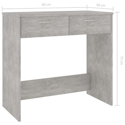 vidaXL Písací stôl, betónovo sivý 80x40x75 cm, drevotrieska