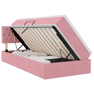 vidaXL LED &uacute;ložn&aacute; posteľ s matracom Ružov&aacute; 90 x 190 cm Zamat