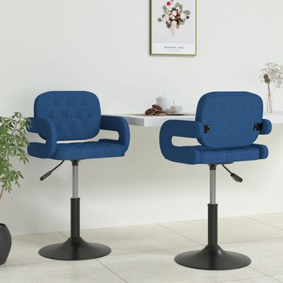 vidaXL Otočné jedálenské stoličky 2 ks modré látkové