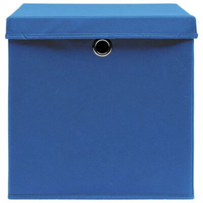 vidaXL Úložné boxy s vekom 4 ks, 28x28x28 cm, modré