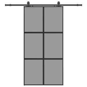 vidaXL Posuvn&eacute; dvere s kovan&iacute;m čierne 102,5x205 cm tvrden&eacute; sklo