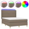 vidaXL Posteľ boxsping s matracom a LED sivohned&aacute; 140x190 cm l&aacute;tka