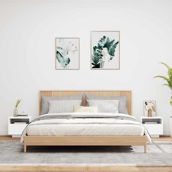 vidaXL Nočné stolíky s LED svetlami 2 ks biele 40x39x37 cm