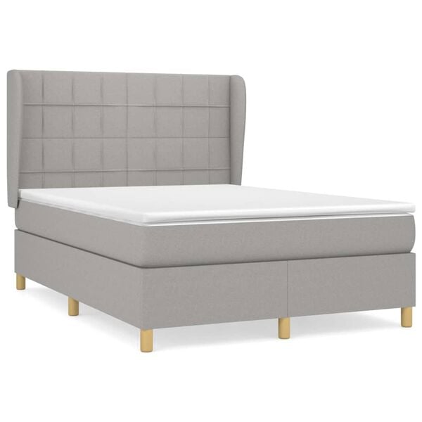 vidaXL Boxspring posteľ s matracom bledosiv&yacute; 140x190 cm l&aacute;tka