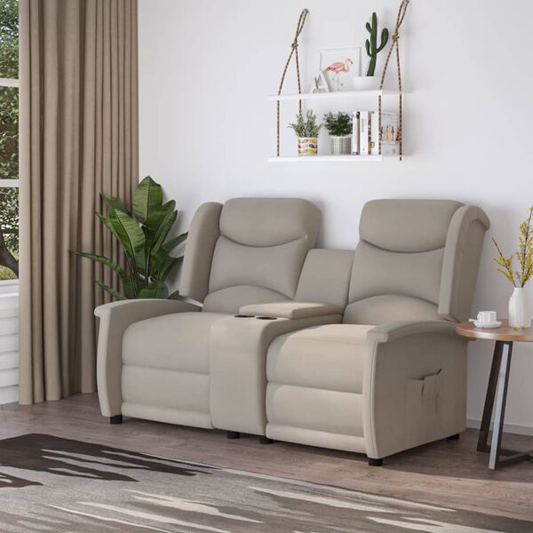 vidaXL 2-miestne skl&aacute;pacie kreslo, svetlosiv&eacute;, l&aacute;tka z mikrovl&aacute;kna