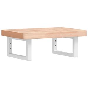 vidaXL Polica pod umývadlo nástenná oceľ a bukový masív