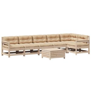 vidaXL 7-dielna z&aacute;hradn&aacute; sedacia s&uacute;prava+podložky, borovicov&yacute; mas&iacute;v