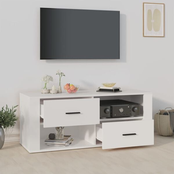 vidaXL TV skrinka biela 100x35x40 cm spracovan&eacute; drevo
