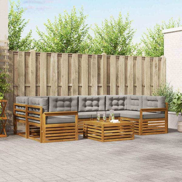 vidaXL Z&aacute;hradn&aacute; s&uacute;prava gaučov s vank&uacute;&scaron;om 7 pcs Pr&iacute;rodn&aacute; a svetlosiv&aacute;