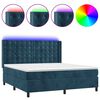 vidaXL Posteľn&yacute; r&aacute;m boxsping matrac a LED tmavomodr&yacute; 160x200 cm zamat