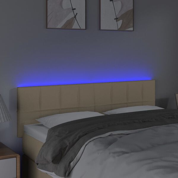 vidaXL Čelo postele s LED kr&eacute;mov&eacute; 144x5x78/88 cm l&aacute;tka