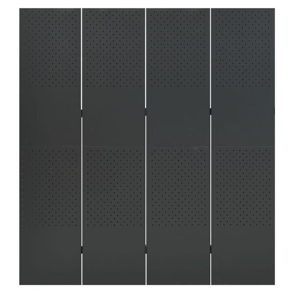 vidaXL Paraván so 4 panelmi, antracitová 160x180 cm oceľ