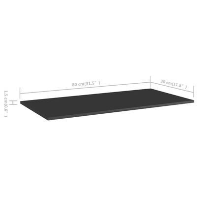 vidaXL Prídavné police 4 ks, lesklé čierne 80x30x1,5 cm, drevotrieska