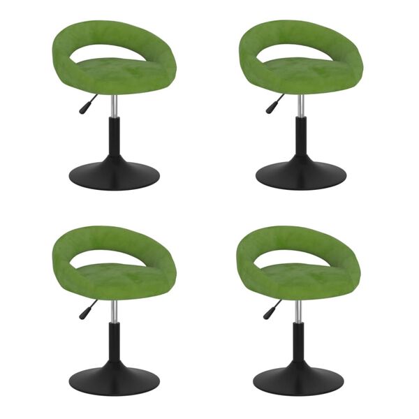 vidaXL Otočn&eacute; jed&aacute;lensk&eacute; stoličky 4 ks bledozelen&eacute; zamatov&eacute;