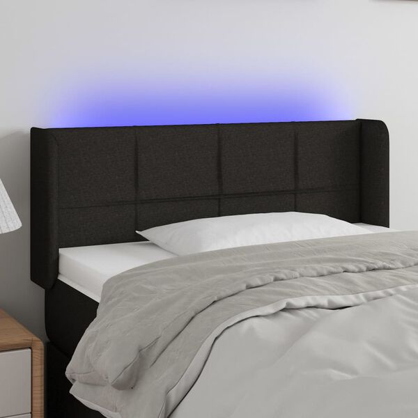 vidaXL Čelo postele s LED čierne 103x16x78/88 cm l&aacute;tka