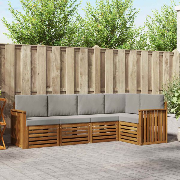 vidaXL S&uacute;pravy pohoviek s vank&uacute;&scaron;om 5 pcs Pr&iacute;rodn&aacute; a svetlosiv&aacute;