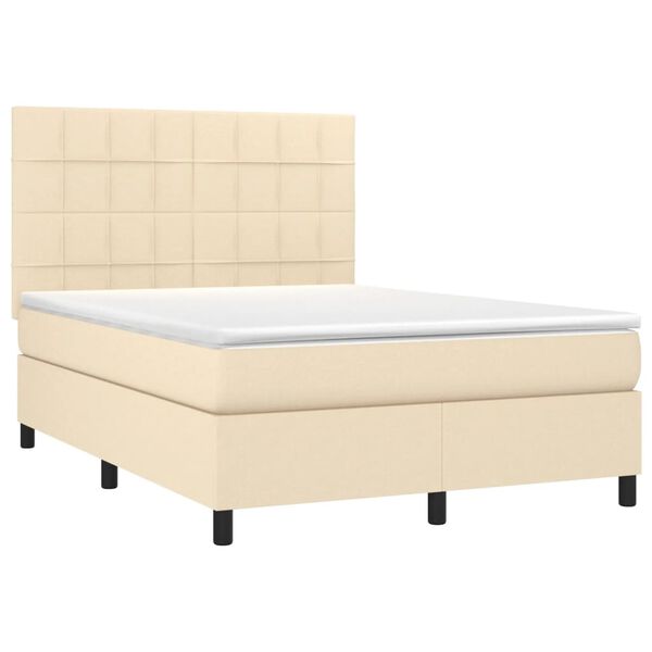 vidaXL Posteľn&yacute; r&aacute;m boxspring s matracom kr&eacute;mov&yacute; 140x200 cm l&aacute;tka