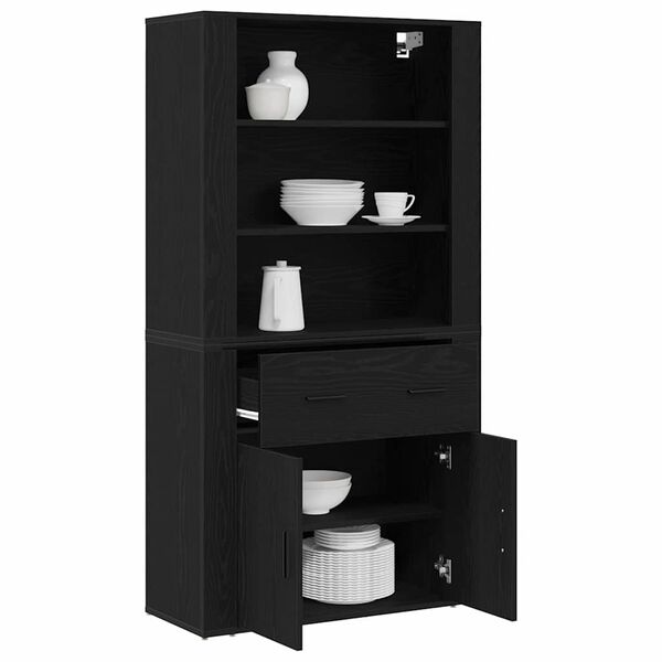 vidaXL Highboard Čierny dub 80 x 33 x 150 cm Kompozitn&eacute; drevo