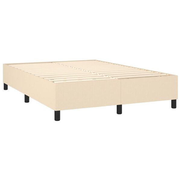 vidaXL Posteľný rám boxspring s matracom krémový 140x200 cm látka