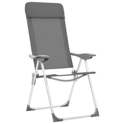 vidaXL Skladacie kempingové stoličky 4 ks, sivé, hliník