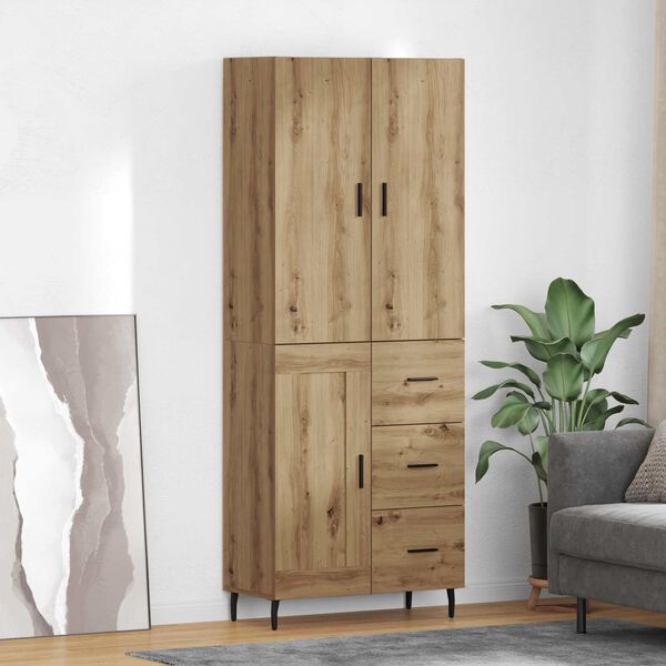 vidaXL Highboard 2 pcs Remeseln&yacute; dub Drevovl&aacute;knit&aacute; doska a sklo