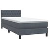 vidaXL Posteľn&yacute; r&aacute;m boxspring s matracom tmavosiv&yacute; 90x220 cm zamat