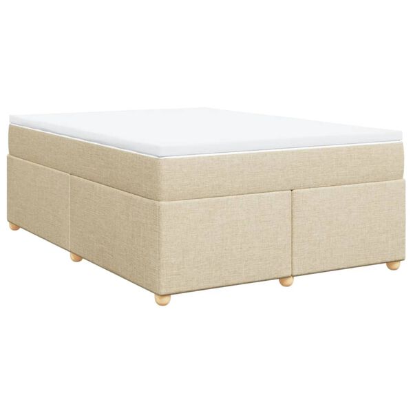vidaXL Boxspring posteľ s matracom kr&eacute;mov&yacute; 140x190 cm l&aacute;tka