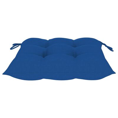 vidaXL Jedálenské stoličky 2 ks modré podložky tíkový masív