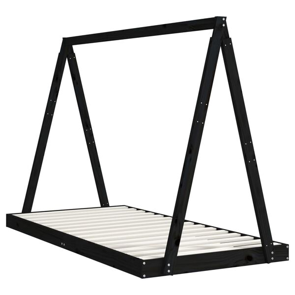 vidaXL R&aacute;m detskej postele čierny 90x190 cm mas&iacute;vna borovica