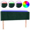 vidaXL Čelo postele s LED tmavozelen&eacute; 147x16x78/88 cm zamat
