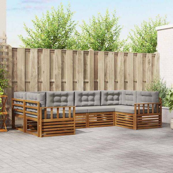 vidaXL S&uacute;pravy pohoviek s vank&uacute;&scaron;om 6 pcs Pr&iacute;rodn&aacute; a svetlosiv&aacute;