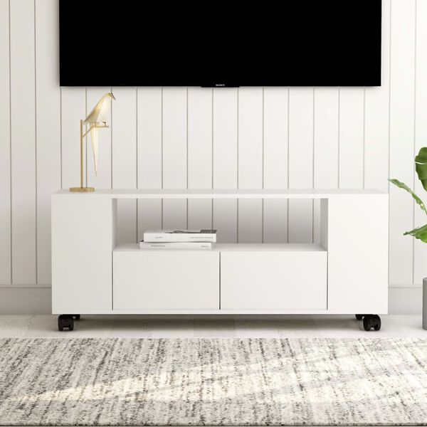 vidaXL TV skrinka biela 120x35x48 cm spracované drevo