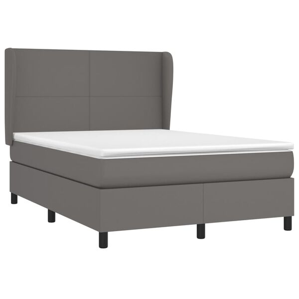 vidaXL Boxspring posteľ s matracom siv&aacute; 140x190 cm umel&aacute; koža