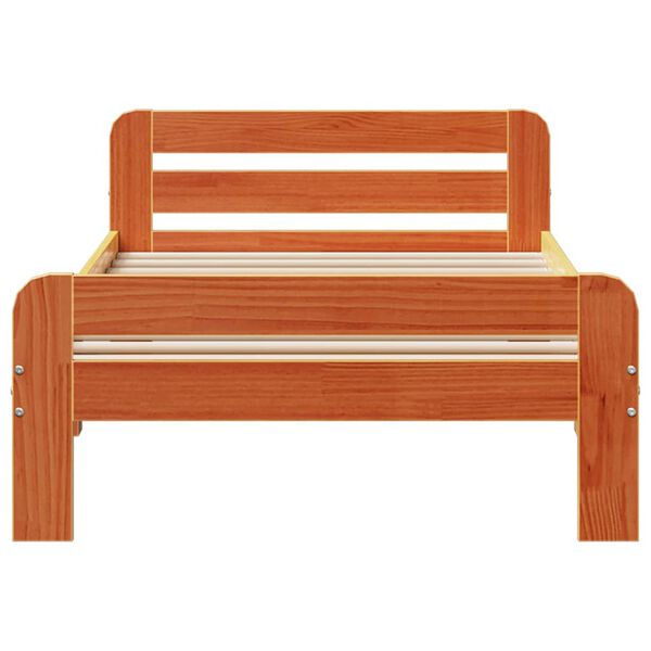 vidaXL Posteľ bez matraca voskovo hned&aacute; 75x190 cm mas&iacute;vna borovica