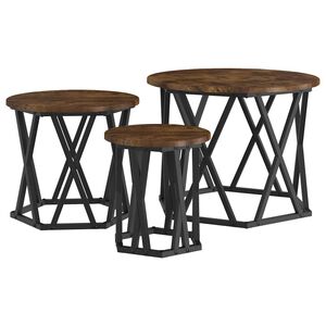 vidaXL Zostaviteľn&yacute; bočn&yacute; st&ocirc;l 3 ks Dymov&aacute; dub 53 x 53 x 40 cm