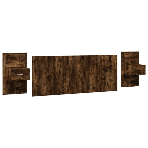 vidaXL Čelo postele so skrinkami dymov&yacute; dub 200 cm kompozitn&eacute; drevo