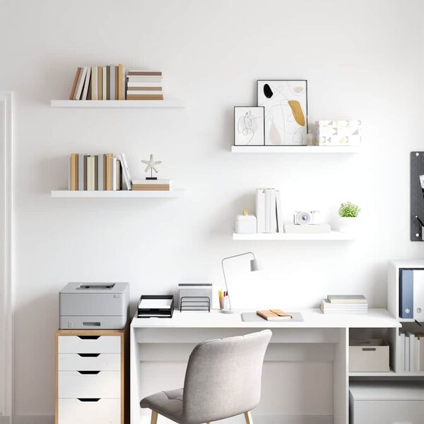 vidaXL Pl&aacute;vaj&uacute;ce n&aacute;stenn&eacute; police 4 ks, biele 80x23,5x3,8 cm, MDF