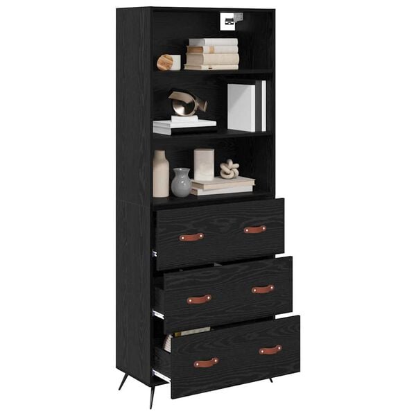 vidaXL Highboard Čierny dub 69,5 x 34 x 180 cm Kompozitn&eacute; drevo