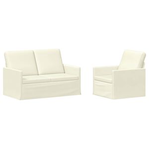 vidaXL Sada pohoviek 2 pcs Kr&eacute;mov&aacute; Kord&uacute;rov&aacute; tkanina