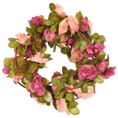 vidaXL Umelé kvetinové girlandy 6 ks, ružovočervené 250 cm