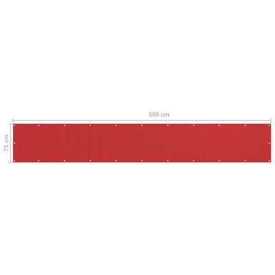 vidaXL Balkónová markíza, červená 75x500 cm, HDPE