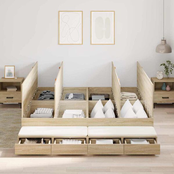 vidaXL R&aacute;m postele s &uacute;ložn&yacute;m prostorem so z&aacute;suvkou Sonoma dub 200 cm