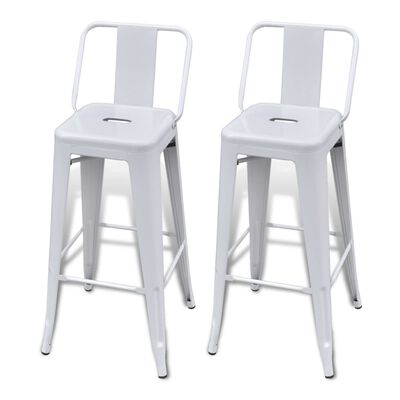 vidaXL Barové stoličky 2 ks, biele, oceľ