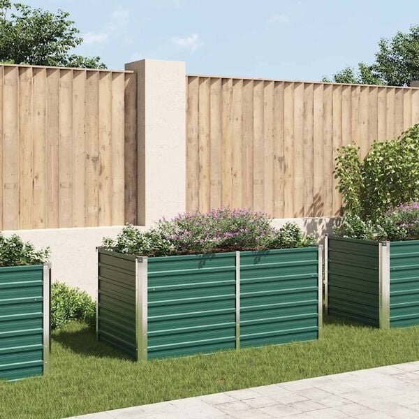 vidaXL Vyvýšený záhradný kvetináč zelený 160x80x77 cm pozinkovaná oceľ