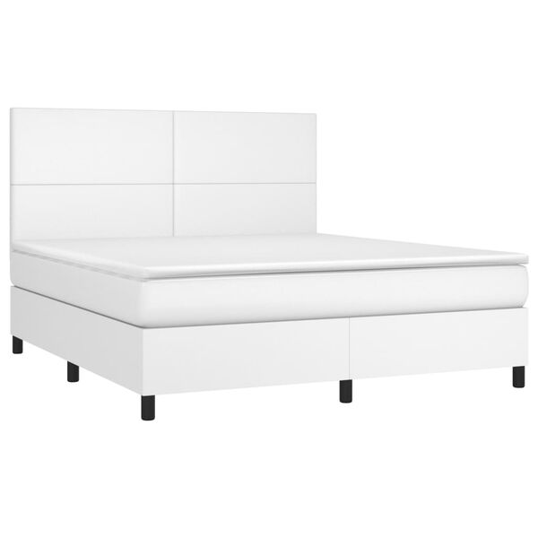 vidaXL Boxspring posteľ s matracom biela 160x200 cm umelá koža