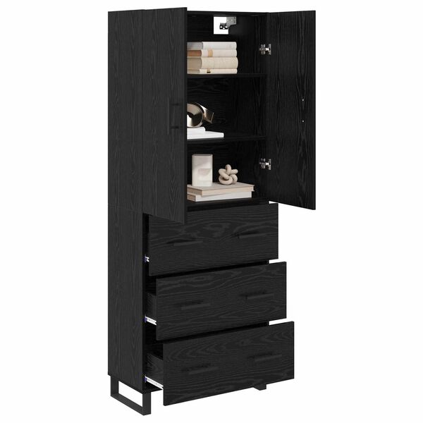 vidaXL Highboard so z&aacute;suvkou 2 pcs Čierny dub 69,5 x 34 x 180 cm