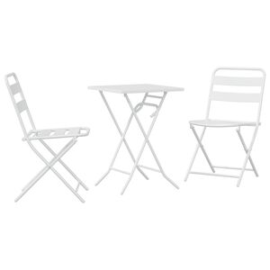 vidaXL Z&aacute;hradn&yacute; bistro set 3 pcs Biela Oceľ