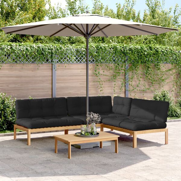 vidaXL 4-dielna z&aacute;hradn&aacute; paletov&aacute; s&uacute;prava pohoviek s vank&uacute;&scaron;mi ak&aacute;cia