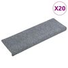 vidaXL Schodov&eacute; rohože, samolepiace, 20 ks, 65x21x4 cm, svetlosiv&eacute;, s obdĺžnikov&yacute;m okrajom