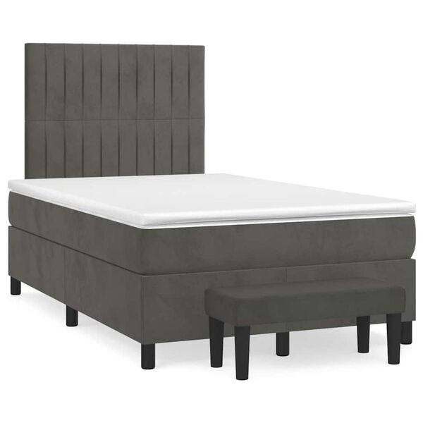 vidaXL Boxspring posteľ s matracom, tmavosiv&aacute; 120x190 cm, zamat